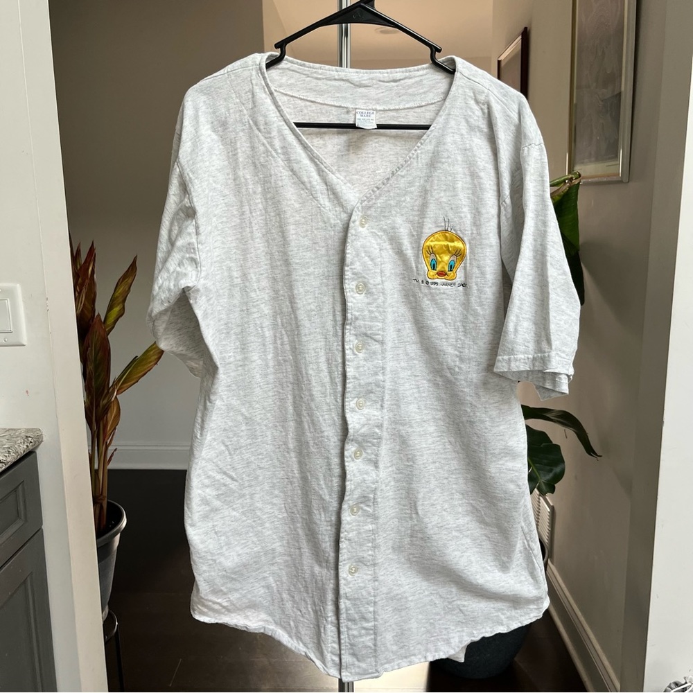 Vintage College Ware Tweety Bird Light Grey Baseball Jersey Shirt One Size
